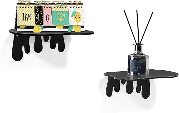 SetGame 2-Pack Acrylic Small Wall Shelves - 7 Inch Floating Shelf for Walls, Home Wall Display Ledges for Storage, Room Décor, Small Album & Items Organizer Display