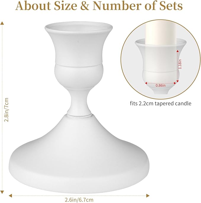 Candle Holders White Set of 9, Vintage Metal Candlestick Holders for Dinner Room Table Centerpiece, Small Metal Candles Sticks for Wedding Centerpieces Christmas Birthday Party (9, White)