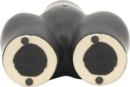 Sagebrook Home Ceramic Stoneware Vase - Modern Art-Inspired Decorative Accent - Glam Home & Office Decor - Unique Sculpture Design for Living Room, Bedroom, or Workspace - 6" Black