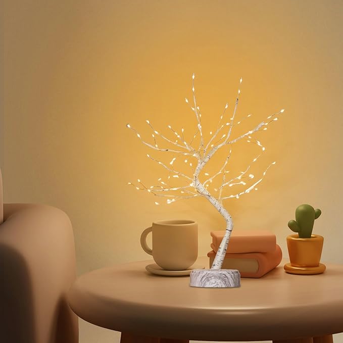 OTAVILEM Room Decor, 20" 108 LED Twinkling Tree Lamp, DIY Artificial Tree Lamp, Battery/USB Operated, Tabletop Bonsai Tree Light for Living Room Bedroom Christmas Home Gifts House Decor