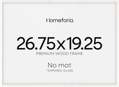 Homeforia 19.25x26.75 White Wood Puzzle Frame, High End Oak 19.25 x 26.75 Frames without Mat, Wooden 26.75x19.25 Picture Frames for Wall, 19.25by26.75 Poster Frames, Tempered Glass, Wall Kit, Set of 1
