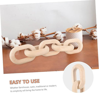 Wood Chain Link Decor Neutral Aesthetic Home Ornament for Living Room Bedroom and Office Display for Minimalist and Farmhouse Decor Natural Wood