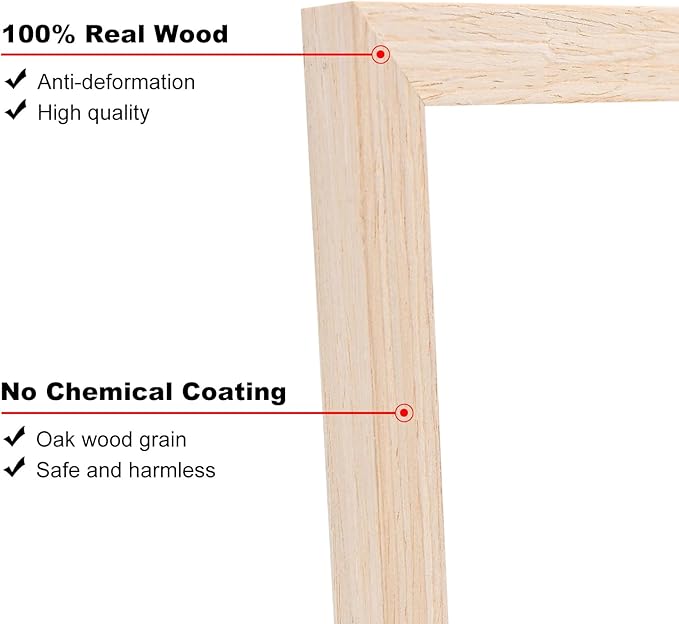 KINLINK 4x6 Frame White Oak, Solid Wood 4 x 6 Picture Frame with Acrylic Plexiglass for 3.5x5 with Mat, Tabletop and Wall Display Photo Frames 4x6 White Oak, 4 Pack