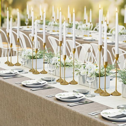 Brass Gold Metal Taper Candle Holder, Vintage Candlestick Holders, Candle Sticks Holder Decor for Wedding Wedding, Dinning, Party, Fits 3/4 inch Thick Candle&Led Candles (Set of 12 Pcs)