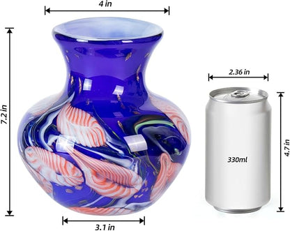 Glass Vases for Flower, Unique Hand Blown Purple Glass Vase, Modern Art Decorative for Home Living Room, Office, Table centerpieces, Bookshelves and Wedding Decorations (JG52)