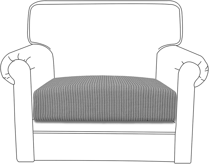 Easy-Going Stretch Cushion Cover Sofa Cushion Furniture Protector Sofa Seat Sofa slipcover Sofa Cover Soft Flexibility with Elastic Bottom(Chair Cushion,Light Gray)