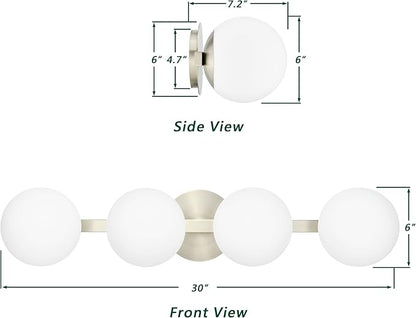 Bathroom Vanity Light Fixtures, Modern 4 Lights Globe Wall Sconce Lighting Brushed Nickel, Porch Wall Mount Light Fixture for Bathroom, Mirror Cabinets Hallway Stairs