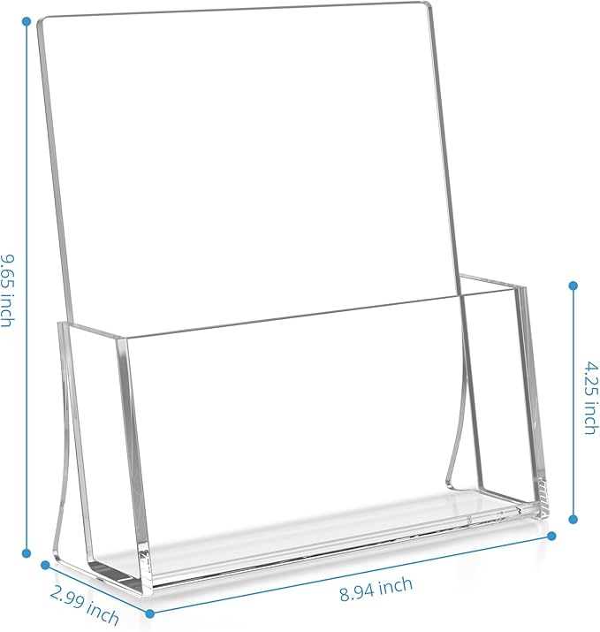 zavekia 2 Pack Acrylic Brochure Holder, 8.5 x 11 inches Clear Acrylic Literature Holder Plastic Flyer Display Stand