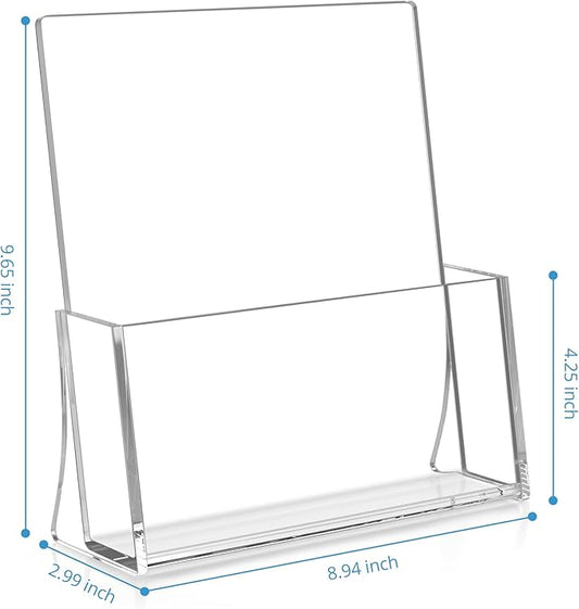 zavekia 2 Pack Acrylic Brochure Holder, 8.5 x 11 inches Clear Acrylic Literature Holder Plastic Flyer Display Stand