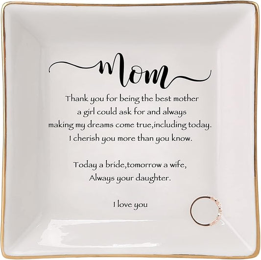HOME SMILE Ceramic Ring Dish Jewelry Tray for Mom Sister Friends