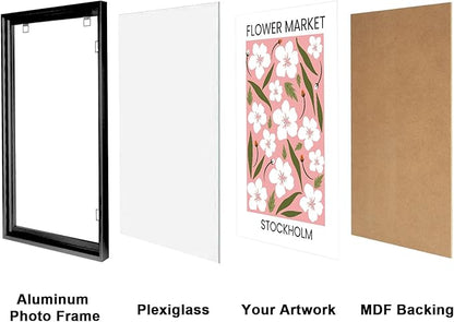 24x36 Snap Frame Black Poster Frames Set of 2 Front-loading Frame Metal Click Frame,Coating Aluminum Profile with High Definition Plexiglass