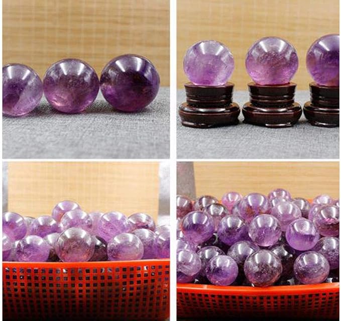 StoneStory Natural Amethyst Healing Crystal Sphere Ball Gemstone for Reiki Balancing Meditation Energy Home and Office Decoration 45mm 150grams (4.5cm, Amethyst)