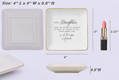 Meaningful Birthday Graduation New Year Christmas Gifts for Daughter from Mom,Dad,Reminder Gifts,Motivational Present,Encouraging Present,Ceramic Jewelry Tray Trinket Holder Ring Dish