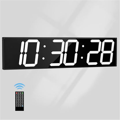 Digital Wall Clock with Large Display, 28.4‘’LED 6-Digit Large Clock with Adjustable Brightness, Multifunction Digital Timer with Countdown and Stopwatch (White)