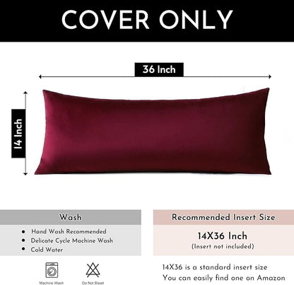 Artscope Luxury Velvet Lumbar Pillow Cover Super Soft Decorative Rectangle Throw Pillow Covers Case Cushion Covers for Sofa Couch Bedroom Car Decor 14x36 Inch Wine Red