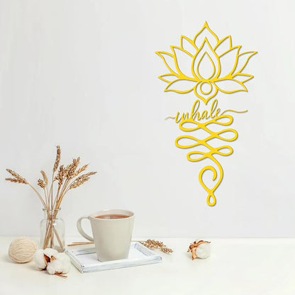 Xedatric Lotus Wall Decor Twin Piece Metal Wall Sculpture for Yoga Decor, Home & Office - Elegant Lotus Decor with Gorgeous Gold Finish