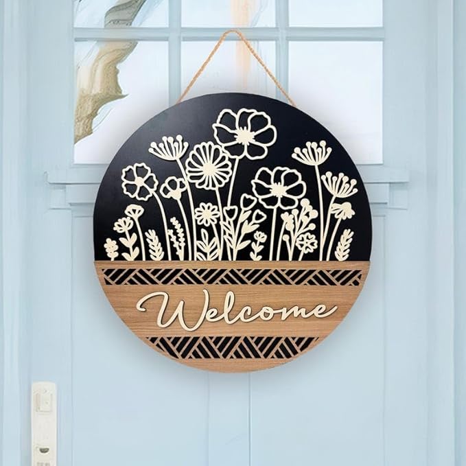Custom Wooden Welcome Entry Sign, Personalized Front Door Plaque, Rustic Home Wall Accent, Stylish Decoration, Perfect Moving Gift Or New House Present For Families Doorsign_281125_SR6_15