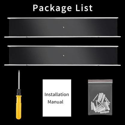 Febwind 24-Inch Long Clear Acrylic Floating Shelves - U Shape Wall Shelf for Book Display, Makeup, Spice Organizer - 2 Pack