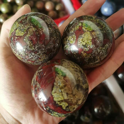 1pc Natural Dragon Blood Stone Ball Quartz Crystal Sphere 45mm+ Decor Healing