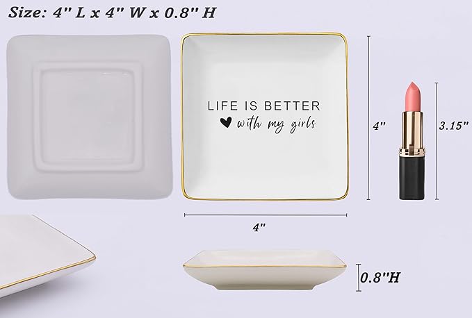 NZY Mother's Day Thanksgiving Christmas Gift for Mom-Mommy Life Gifts-Thank You Present for Mama-Mother Appreciation Present-Mom Life Is Better-Ceramic Jewelry Tray Trinket Holder Ring Dish