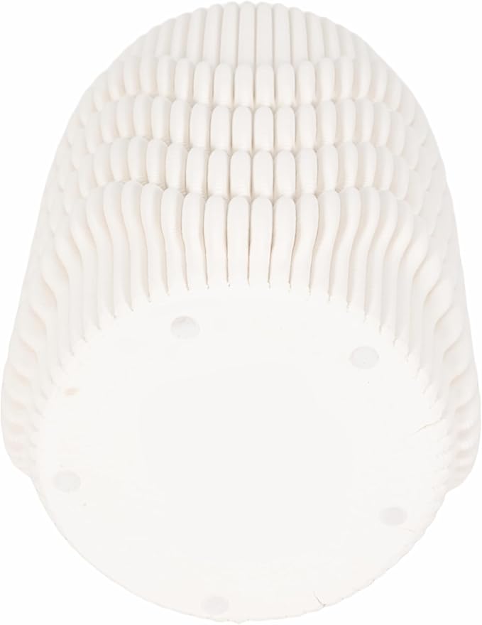 Ceramic Vase for Office and Room Decor – 3D Printed Ribbed Elegant Flower Vase for Bedroom, Table, and House Setting – Minimalist Accent for Home and Living Room Decor – 12” Ivory