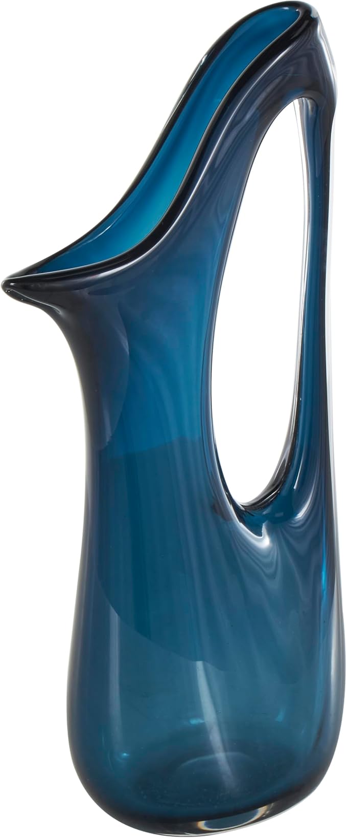 Deco 79 Glass Abstract Decorative Vase Ombre Centerpiece Vase with Cutout Handle and Elongated Opening, Flower Vase for Home Decoration 10" x 5" x 21", Blue