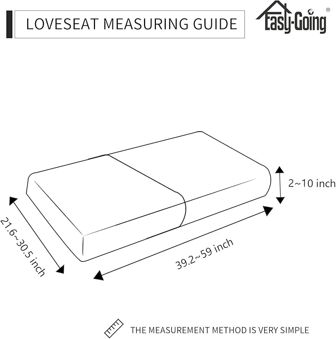 Easy-Going 100% Waterproof Chair Sofa Seat Cushion Slipcovers Couch Cushion Cover Stretch Furniture Protector for Kids, Pets (2-Piece Loveseat Cushion, Gray)
