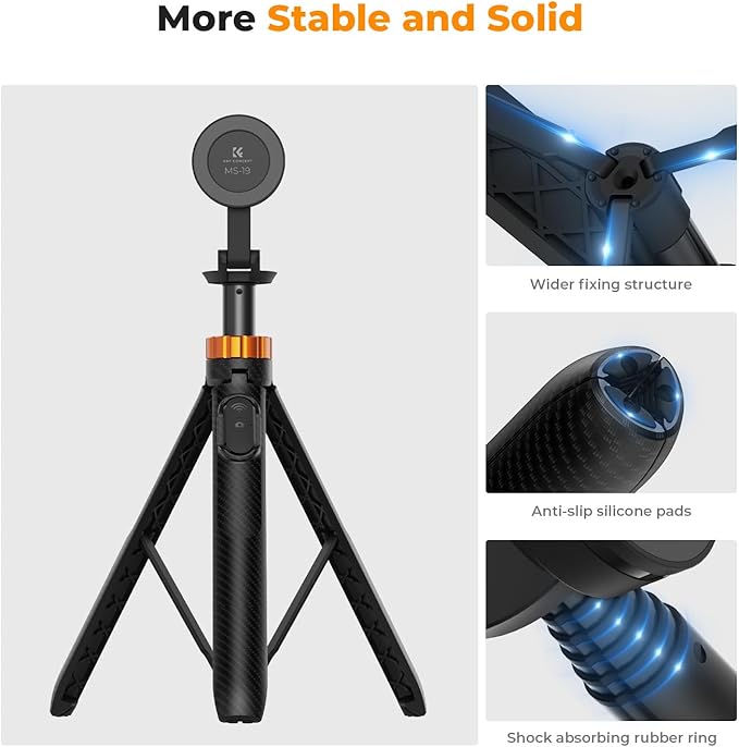 K&F Concept 63'' Magnetic Selfie Stick Tripod, Lightweight Cellphone Stand with Wireless Remote, Compatible with iPhone 17 Pro Max/16/15/14/13/12 Series and All Phones