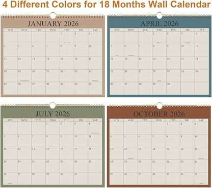 Calendar 2026 - Wall Calendar from January 2026 - June 2027, 18 Months Calendar with Premium Paper, Twin-Wire Binding & Hanging Hook, 8.5" x 11", Beige