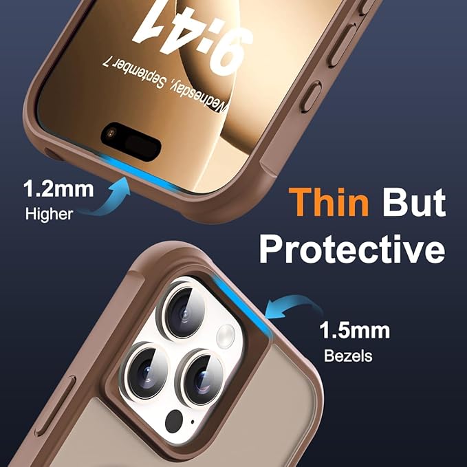 Compatible with iPhone 16 Pro Max Case with Invisible Magnetic O-Ring Stand Military-Grade Translucent Case for iPhone 16 ProMax 6.9" [Compatible with Mag-Safe][Great Grip Feeling],Desert Brown