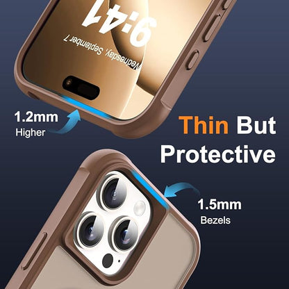 Compatible with iPhone 16 Pro Max Case with Invisible Magnetic O-Ring Stand Military-Grade Translucent Case for iPhone 16 ProMax 6.9" [Compatible with Mag-Safe][Great Grip Feeling],Desert Brown
