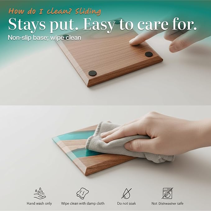 Beautiful Epoxy Resin and Wood Coaster Set - Ideal for Tabletop Protection -Enhance Your Coffee Table Decor - (Raw Edge)