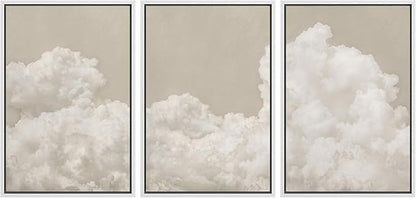 MUDECOR Framed Wall Art Print Set Serene Sky Filled with Fluffy Clouds Illustrations Modern Art Decorative Colorful for Living Room, Bedroom, Office - 16"x24"x3 White