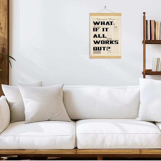 YGSDZY Vintage Newspaper Poster Decor, What If It All Works Out Poster, Canvas Wall Art, Wood Canvas Posters Hanging for Home Dorm Bedroom Decor, Positive Affirming Quote Posters, 11.8 * 15.7