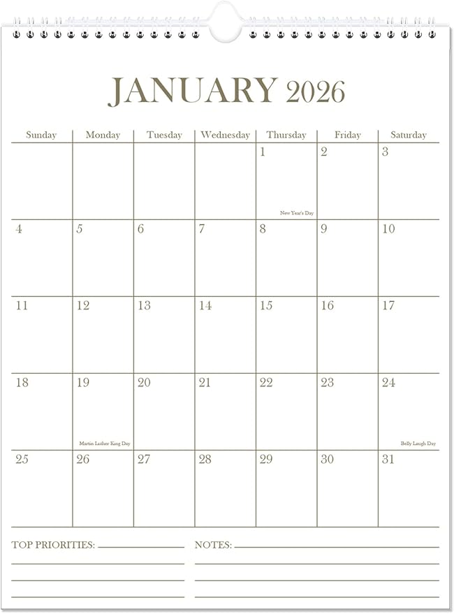 2026 Wall Calendar - 18 Months Calendar from January 2026 - June 2027, Calendar 2026 with Thick Paper, 8.5" x 11", Vertical Calendar, Golden