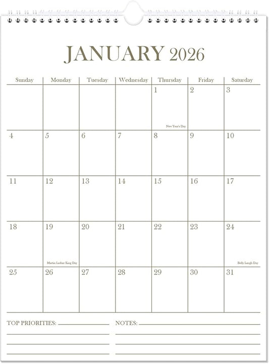 2026 Wall Calendar - 18 Months Calendar from January 2026 - June 2027, Calendar 2026 with Thick Paper, 8.5" x 11", Vertical Calendar, Golden