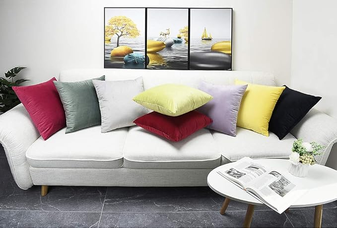 Artaimee Velvet Throw Pillow Covers 18x18 Inches - Set of 4, Grey Green, Soft & Cozy Decorative Cushion Covers for Sofa, Bed, Couch, Office & Car – Hidden Zipper, Machine Washable