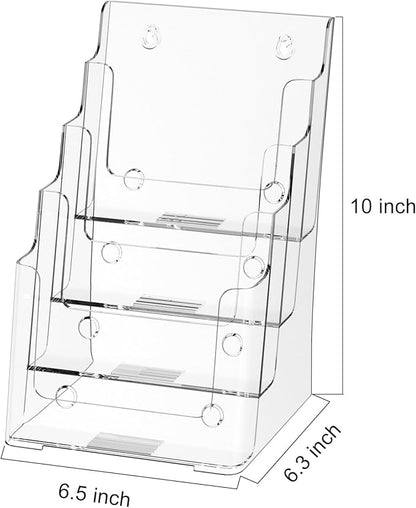 Zavekia 4-Tier 6x9 inch Acrylic Brochure Holder, Clear Literature Organizer Magazine Stand, Flyer Holder