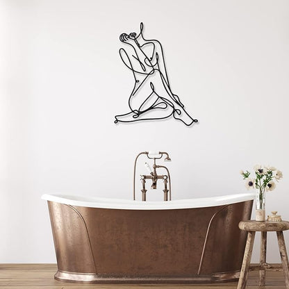 Photect 3 Pcs Metal Wall Art Decor Minimalist Abstract Woman Wall Art Metal Modern Line Drawing Decor Female Single Line Home Hanging for Bedroom Bathroom Living Room Christmas Housewarming(Retro)