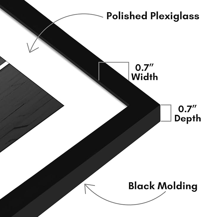 Americanflat 24x34 Poster Frame with Polished Plexiglass - Use as 20x30 Frame with Mat or Display 24x34 Photo Without Mat - Streamline Collection - Thin Border Picture Frames for Wall - Black