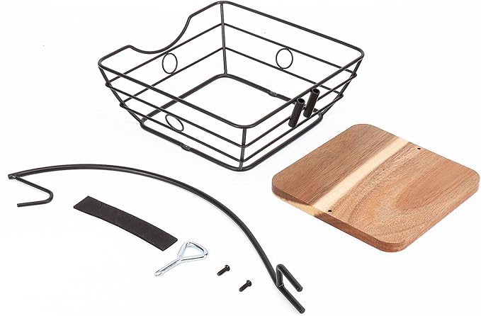 Livabber Countertop Fruit Basket Bowl with Banana Hanger, Modern Standing Fruit Vegetable Bowl Storage, with Banana Tree Holder for Kitchen Dinning Table (Square Wood, Black)