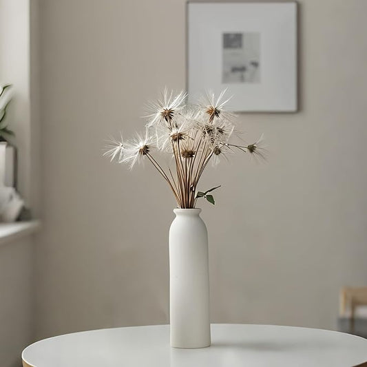 10.6 inches Tall Decorative Ceramic Vase Set, 3 Pieces, Nordic Modern Boho Style, White, for Home Decor (White)