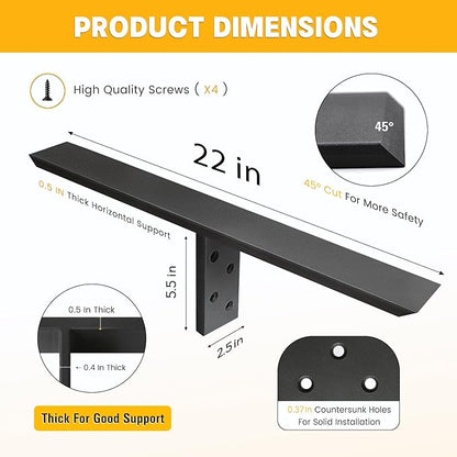 Hidden Countertop Support Bracket 22 Inch 2 Pack Heavy Duty Granite Support Bracket for Kitchen Island Bar Top Countertop
