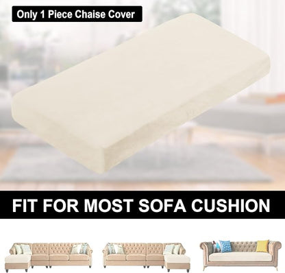 NAISI Sectional Couch Cover 1 Piece Velvet Separate Chaise Lounge Cover Soft Stretch Sofa Slipcovers for Left/Right Chaise Sectional Couch(Chaise Lounge,Cream)