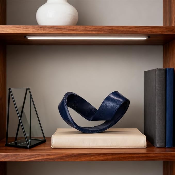 Modern Blue Geometric Sculpture, Navy Blue Knot Home Accent Decor, Multi-Angle Abstract Art Statue for Coffee Table, Bookshelf, Living Room, Office - Resin Artistic Knot Decor for Home and Office