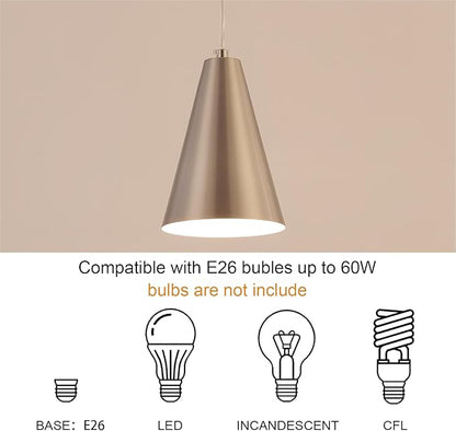 Brushed Nickel Plug In Pendant Light,Hanging Lights with Plug In Cord On/Off Switch, Mini Silver Pendant Lights for Kitchen Island,Modern Chandelier with Metal Shade,Hanging Lamps for Bedroom