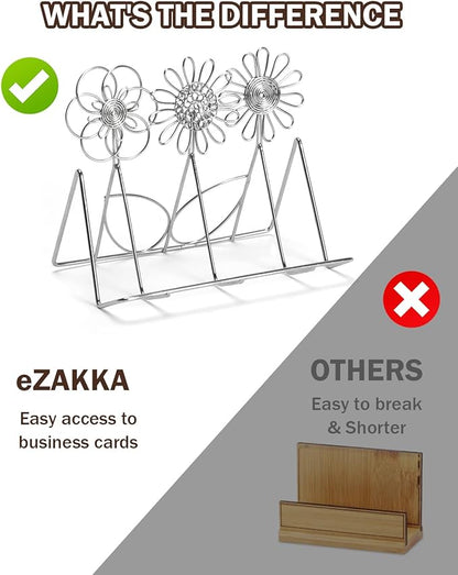 eZAKKA 2 Pack Business Card Holder,Metal Business Card Stand for Office Home Desktop Tabletop Organizer,personalized business card holder
