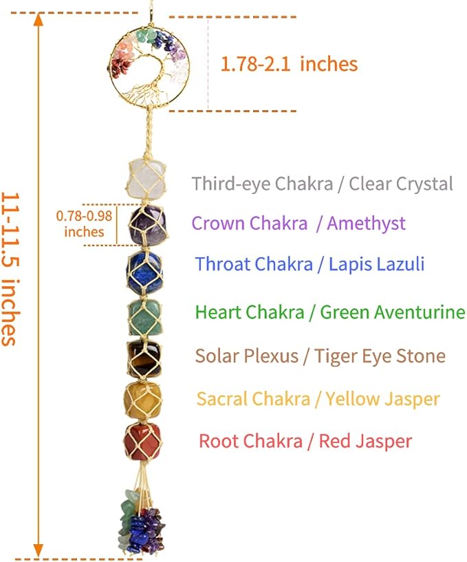 Tree of Life Handmade 7 Chakras Stones Healing Crystals Tree of Life Hanging Ornament for Home Decor