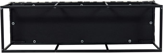 HomePop Upholstered Button Tufted Decorative Bench with Metal Base, Black and White Plaid