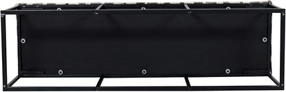 HomePop Upholstered Button Tufted Decorative Bench with Metal Base, Black and White Plaid